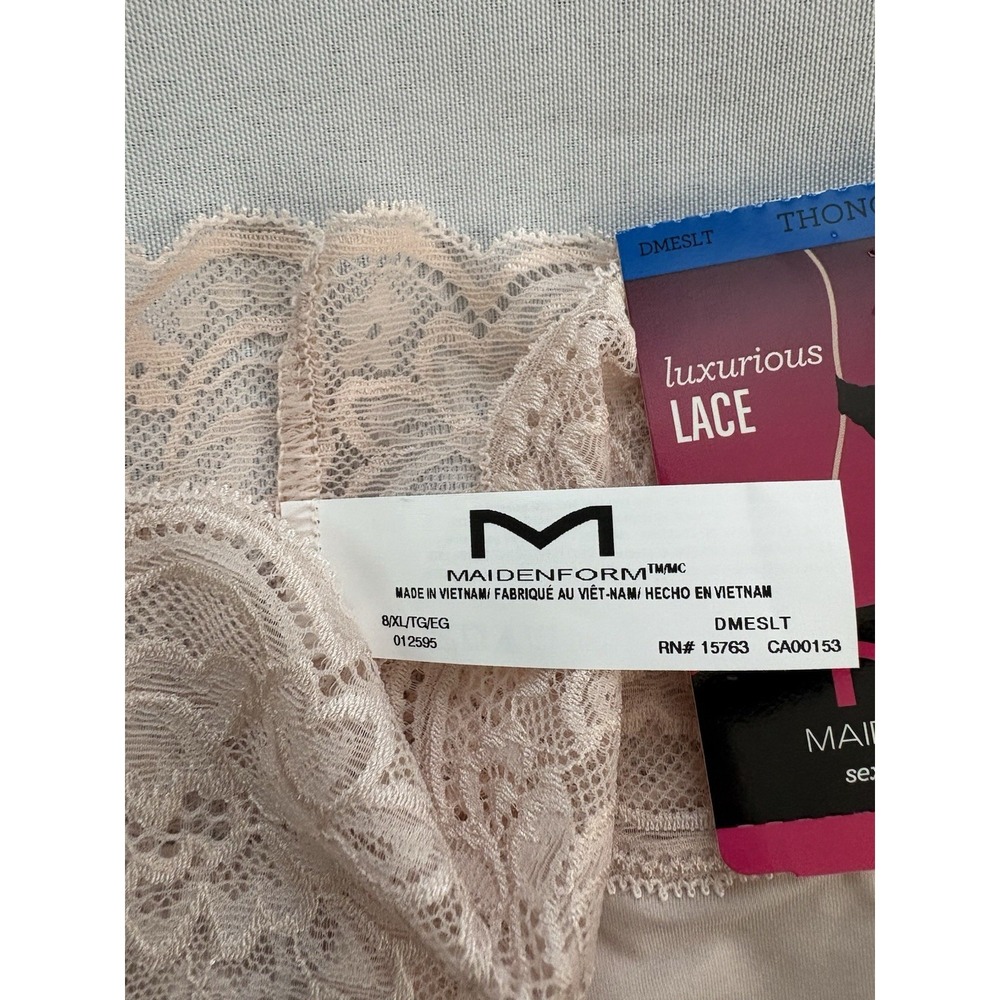 NEW Maidenform Soft Stretch Lace Thong  Xlarge Thong DMESLT 3 Pair Thongs Multi - Picture 6 of 10